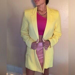 TAHARI Yellow Long Blazer Jacket - Modern Tailored Coat 90s High Fashion